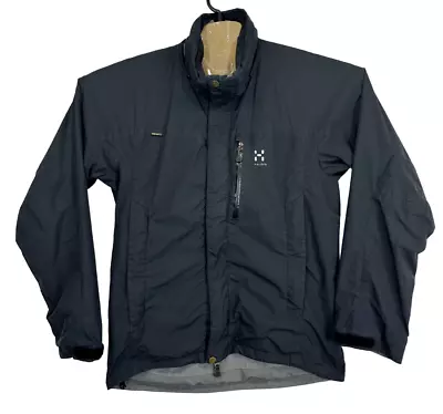 HAGLOFS Jacket Mens SMALL Black Lightweight Windbreaker Gore Tex Full Zip Vandra • £9.99