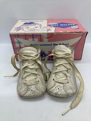 Vintage Baby Shoes Wee Walker 1950'S PAIR Infant Shoes - IN ORIG. BOX • $19.95