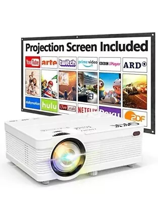 QKK Mini Projector Bluetooth  With Screen 6500 Lumens Mini Projector 1080P... • £44.99