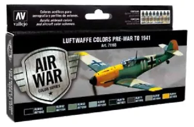 Vallejo Paint 71165 Luftwaffe Colors Pre-War To 1941 Model Air Paints (Set Of 8) • $26.09