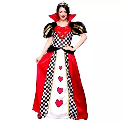 Adult Fairytale QUEEN OF HEARTS Fancy Dress Costume Wonderland Ladies Sizes 6-24 • £25.95