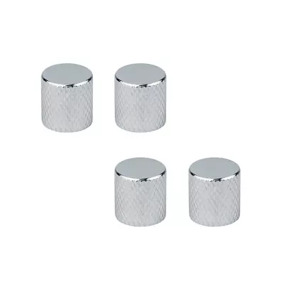 4PCS Electric Guitar Bass Knobs Tone Volume Control Knobs Chrome Metal Flat Top • £5.99