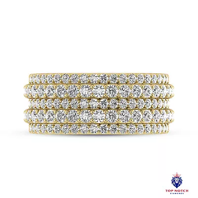 Five Row Ring Band With Alternating Raised Lines 2.13 Ctw Diamond Ring 10K • $2659