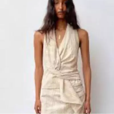 Zara L NWT Beige White Halter XS • $25