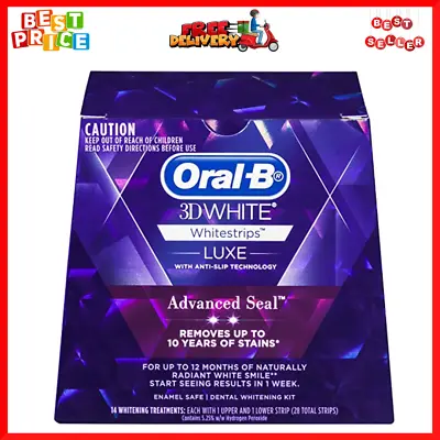 $34.99 • Buy Oral B 3D White Luxe Advanced Seal Teeth Whitening White Strips 14 Pack