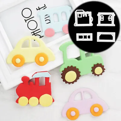 4x Train Car Plastic Cookies Cutter Fondant Cake Decorating Sugarcraft Mould • £3.22