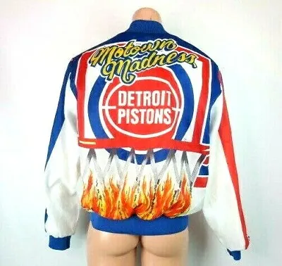 Vtg Rare NBA Detroit Pistons Chalk Line Fanimation Jacket Large Motown Madness • $325