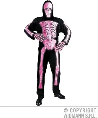 Widmann Neon Skeleton Costume For Men - XL - Full Suit - PINK NEON • £15.99