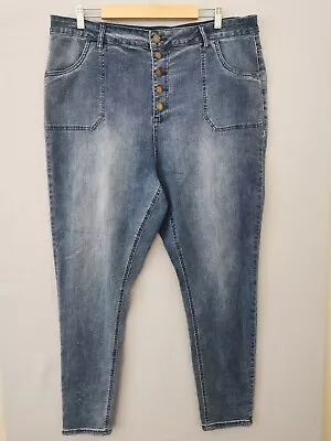 City Chic Size 20 Harley High Rise Skinny Pale Blue Denim Jeans • $25