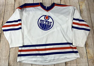 Vintage 90s Oilers Hockey Jersey CCM Size XL Maska Made In USA Distressed • $14