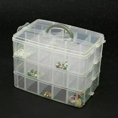 3 Tier Clear Plastic Craft Beads Lego Jewellery Fishing Storage Organiser Bead • £11.99