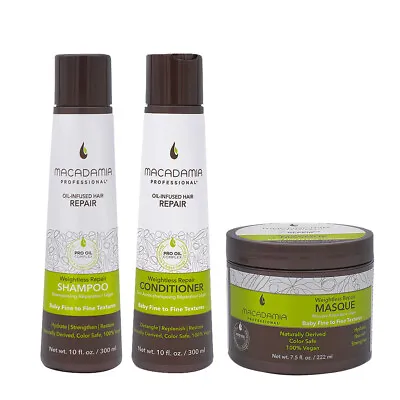 Macadamia Set Damaged And Fine Hair 300ml Shampoo And Conditioner Mask 222ml • £58.79