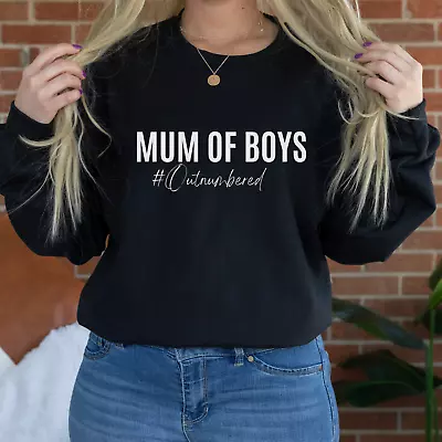 Mum Of Boys # Outnumbered SWEATER  Unisex Sweatshirt Jumper Kids Mom FREE P&P • £19.99