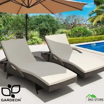 $370.80 • Buy Gardeon 2pc Sun Lounge Wicker Lounger Outdoor Furniture Day Bed Rattan Patio