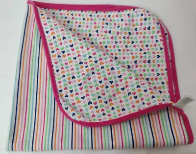 Little Bird Baby Blanket Nursery Rhyme 100% Cotton Stripes Hearts Reversible • $24.99