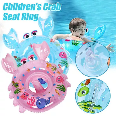 Baby Swimming Ring Cartoon Crabs Inflatable Floating Rings With Safety Seat Toys • £16.69