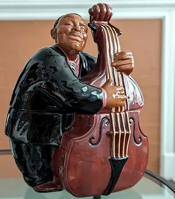 Clay Art Jazz Stand Up Bass Man Cookie Jar Vtg Late 1990s Music Scene Abstract • $67