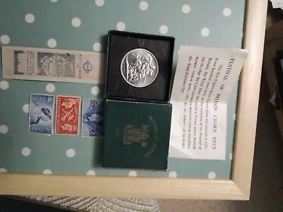 £40 • Buy 1951 Uncirculated Crown In Box, Original Bus Ticket To The Festival +3new Stamps
