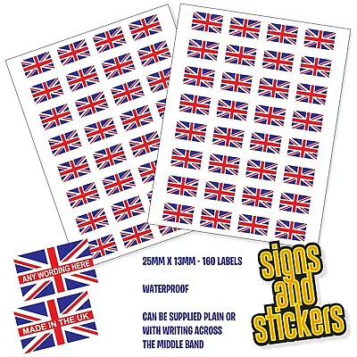 25mm X 13mm X160 Great Britain Union Jack Stickers Labels Made In The UK • £4.95