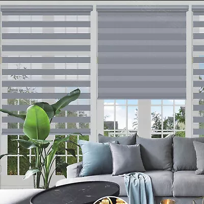 Changshade 85% Blackout Cordless Double Layered Window Blinds Zebra Roller Shade • $69.99