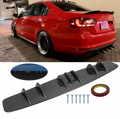 $46.24 • Buy Carbon Fiber Rear Lip Bumper Diffuser 7 Wing Fin Shark For VW Jetta MK5 MK6 MK7