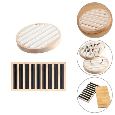 Wooden Jewellery Display Tray Stand Ring PU Leather Ring Storage Organizer AU • $14.22