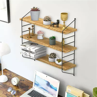 £13.91 • Buy 3 Tier Wall-Mounted Shelf Wood Floating Display Rack Hanging Storage Shelves Dec