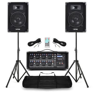 Complete Band PA Speaker System 400w With 8 Channel Bluetooth Mixer Amp Stands • £329