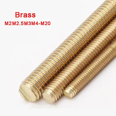 Brass Threaded Bar Fully Thread Studding Rod M2M2.5M3M4M5M6M10M12M14M16M18M20 • £3.44