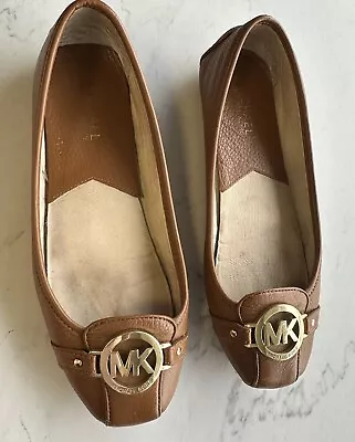 Michael Kors Ballet Flat Shoes Womens Size 9M Brown Monogram Logo Slip On • $19.99