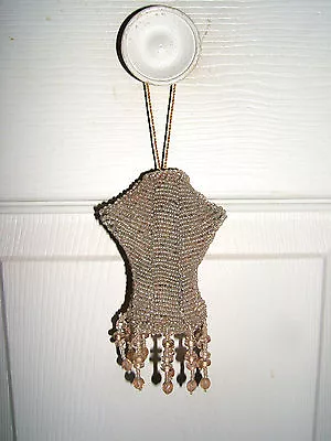 Vintage Pink Beaded Metal & Wire Lady Dress Form Ornament (Nice Quality) • $16.95