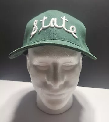 Nike Flexfit Green Hat White Script Spell STATE Cap Fitted Michigan State MSU  • $17.99