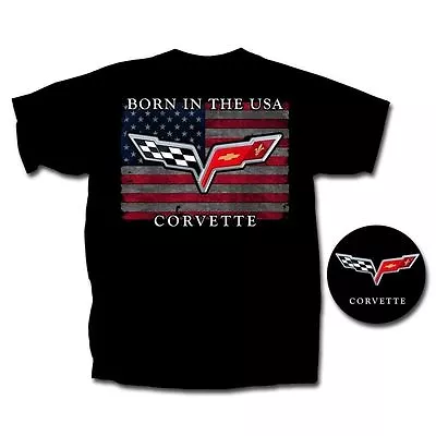 Corvette C6 T-shirt Black Born In The Usa Flag C6 Emblem M-l24.99+2xl Fs New • $24.99