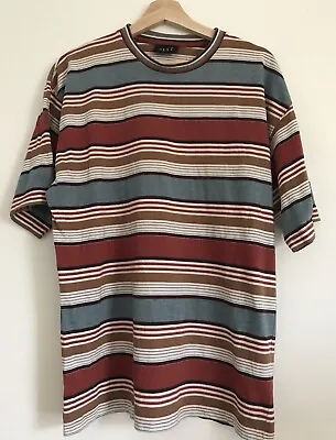 Next Large Men’s Stripe T Shirt Boho Pastel Colours Short Sleeves Summer Holiday • £3.99