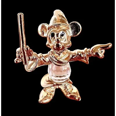 Vintage Disney Mickey Mouse Crystal Gold Plated Figurine Lencia Austria Rare • $54.95
