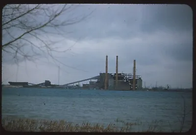 Vintage 1952 Photo Slide Edison Power Plant St. Clair Michigan From Canada • $5