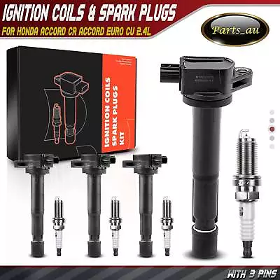 4x Ignition Coils & 4x Spark Plugs For Honda Accord CR Accord Euro CU 2.4L 4cyl • $125.99