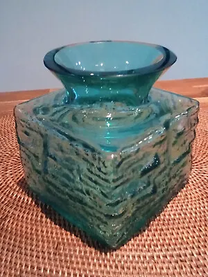 Vintage Dartington Glass Kingfisher Polar Square Vase FT101 13cm Tall • £23