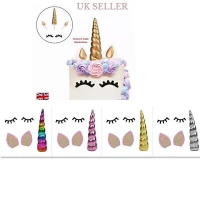 Unicorn Cake Topper Decoration Birthday Topper Cake With Eye Lashes • £5.99
