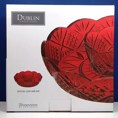 Shannon By Godinger Dublin Red Crystal Chip And Dip Serving Bowl Set Of 2 • $29.95