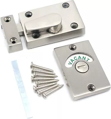 $10.58 • Buy Satin Indicator Bolt Vacant Engaged Bathroom Privacy WC Toilet Lock Satin Nickel
