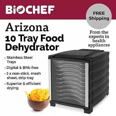 BioChef Arizona 10 Tray Food Dehydrator 24 Hr Timer & Thermostat - Black - (WA) • $389