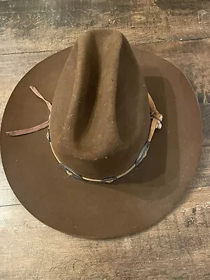 Mens Lusky’s Roper 023 Mink Cowboy Hat 7 3/8 Brown Western Texas Rate Vintage  • $199.99