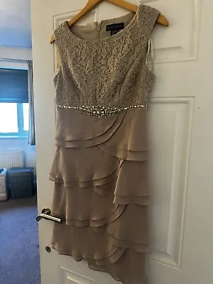 £17.99 • Buy Jessica Howard Mini Gold Ivory Ruffled Occasion Evening Dress - Size 10