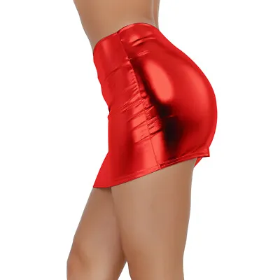 $8.73 • Buy Women's Shiny Metallic Short Mini Skirts Sexy Bodycon Skirt Dress Party Clubwear