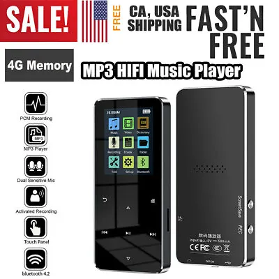 Bluetooth MP3 Player 1.8  Touch Screen 4G RAM Recording FM HIFI Music + Earphone • $13.40