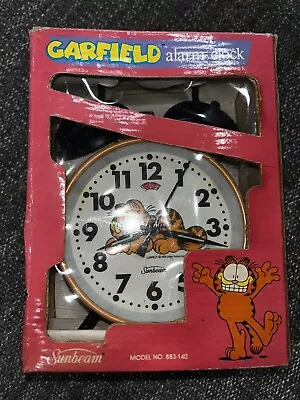 1978 Vintage Sunbeam Garfield The Cat Working Double Bell Wind Up Alarm  Clock • $39.99