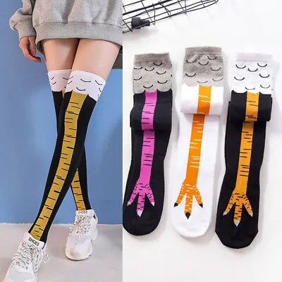 £2.99 • Buy Chicken Socks Long Cartoon Leg Funny Stockings Feet Cotton Knee Thigh Over Paws