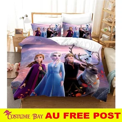 Girls Frozen Quilt Duvet Cover Set Single Double Queen Size Pillowcase Bedding • £23