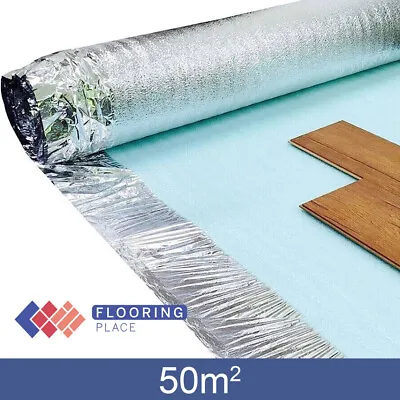 3mm Silver Acoustic Underlay - 50m2 - For Wood & Laminate Flooring With Overlap • £62.99